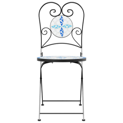 Klappstühle, 2 Stück, blau-weiß, Keramik