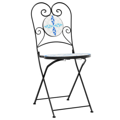 Klappstühle, 2 Stück, blau-weiß, Keramik