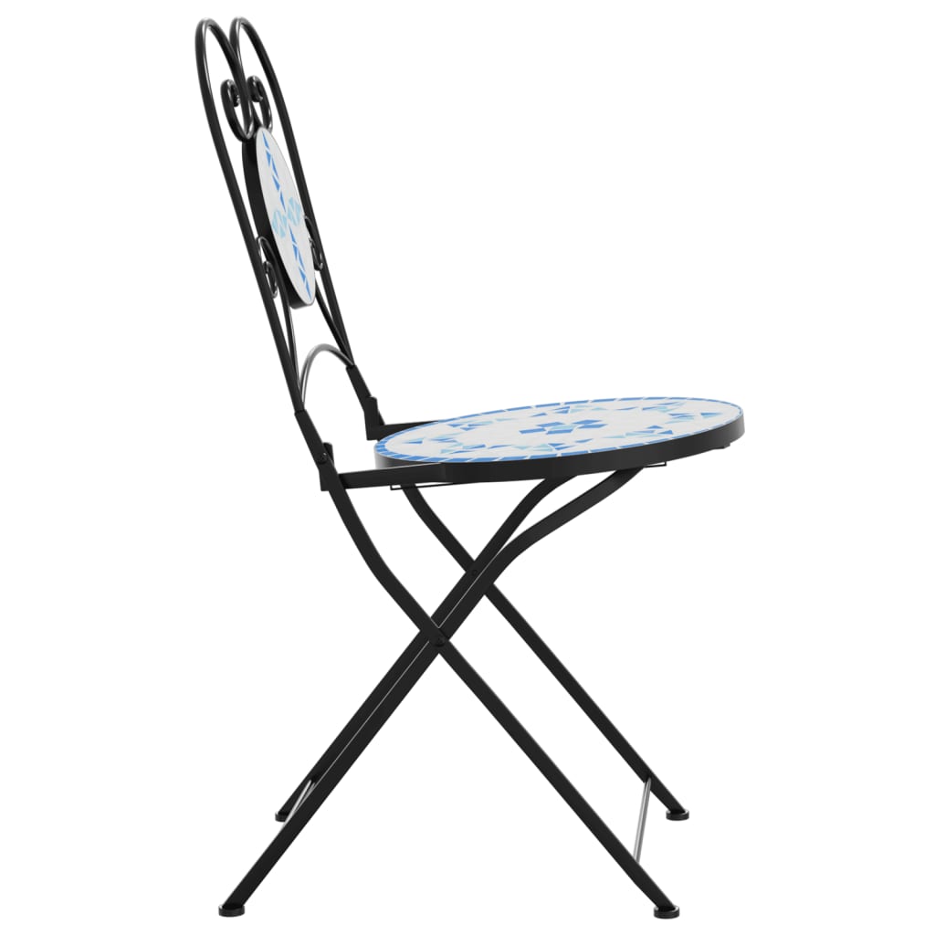 Klappstühle, 2 Stück, blau-weiß, Keramik