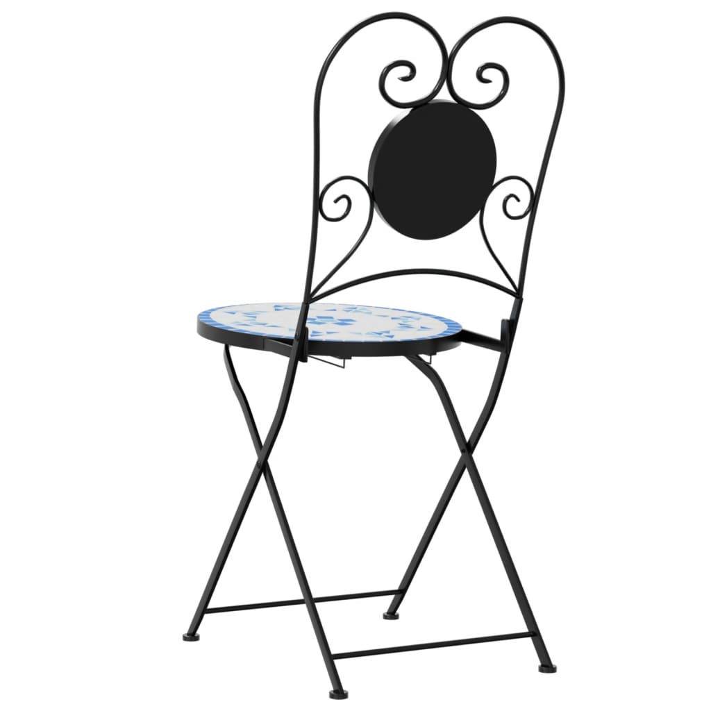 Klappstühle, 2 Stück, blau-weiß, Keramik