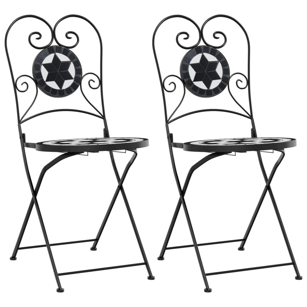 Klappstühle, 2 Stück, schwarz-weiß, Keramik