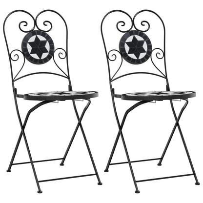 Klappstühle, 2 Stück, schwarz-weiß, Keramik
