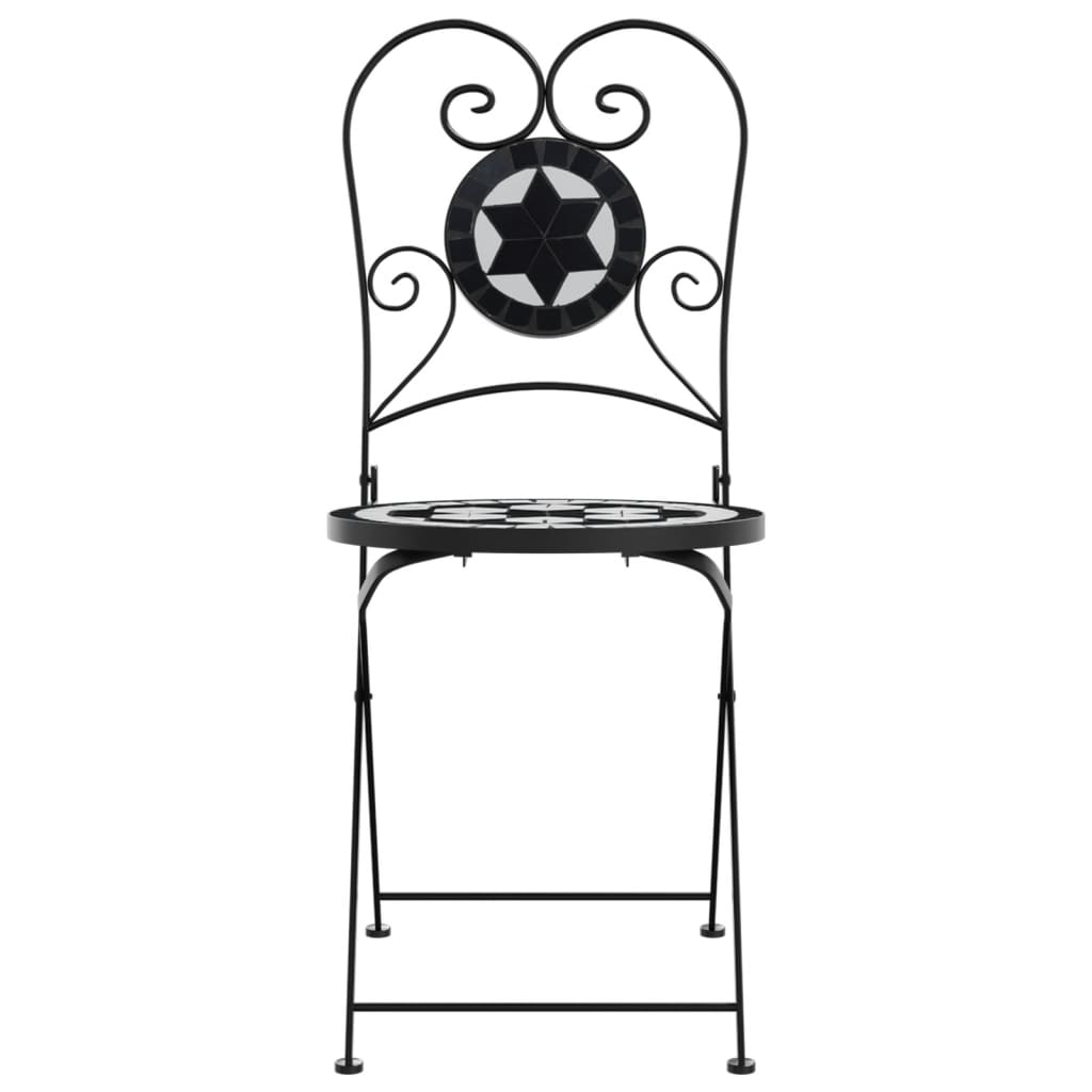 Klappstühle, 2 Stück, schwarz-weiß, Keramik
