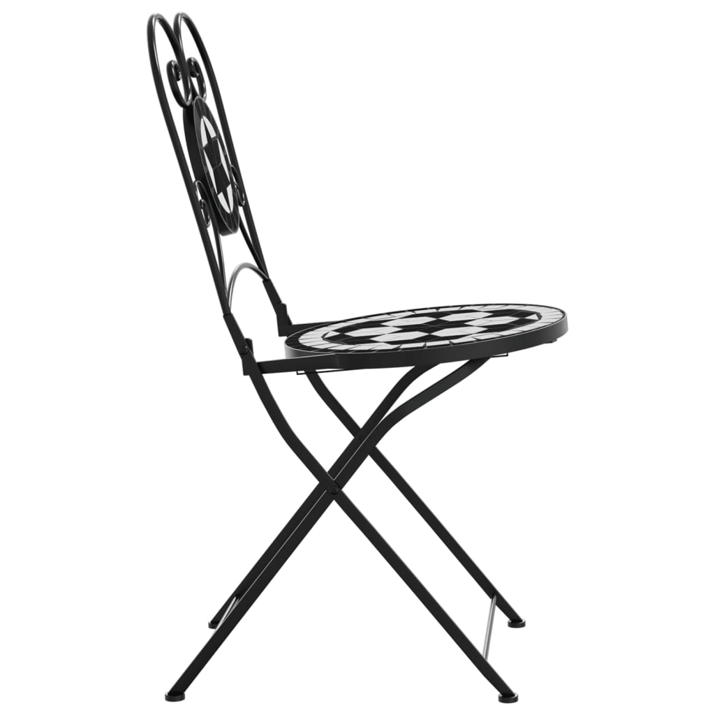 Klappstühle, 2 Stück, schwarz-weiß, Keramik