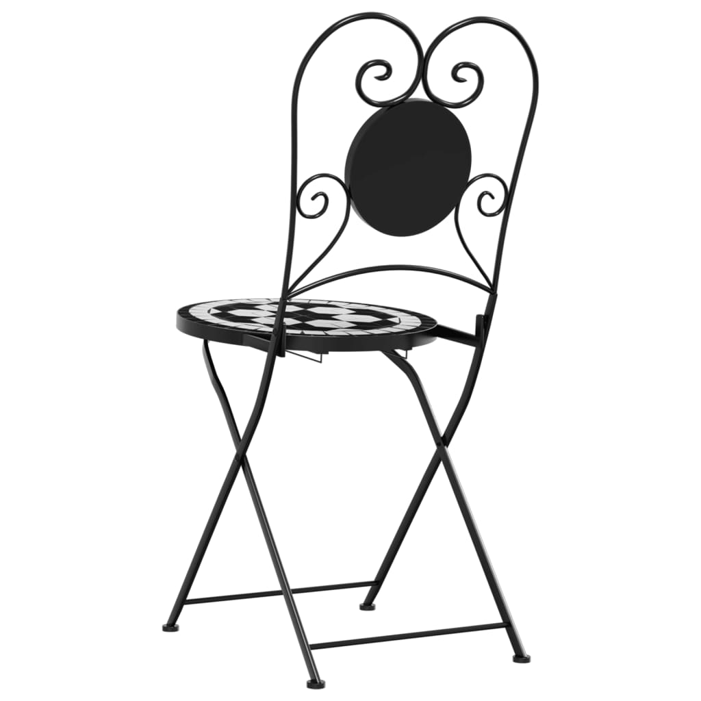 Klappstühle, 2 Stück, schwarz-weiß, Keramik