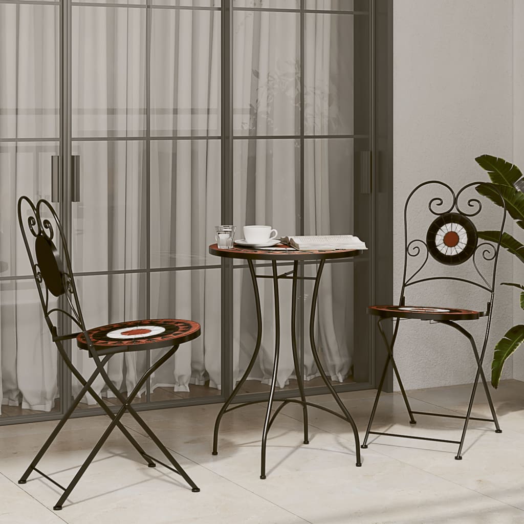 Klappstühle, 2 Stück, Terrakotta und Schwarz Keramik