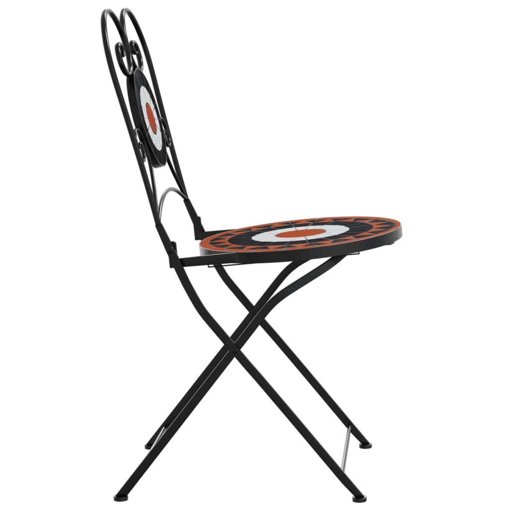 Klappstühle, 2 Stück, Terrakotta und Schwarz Keramik