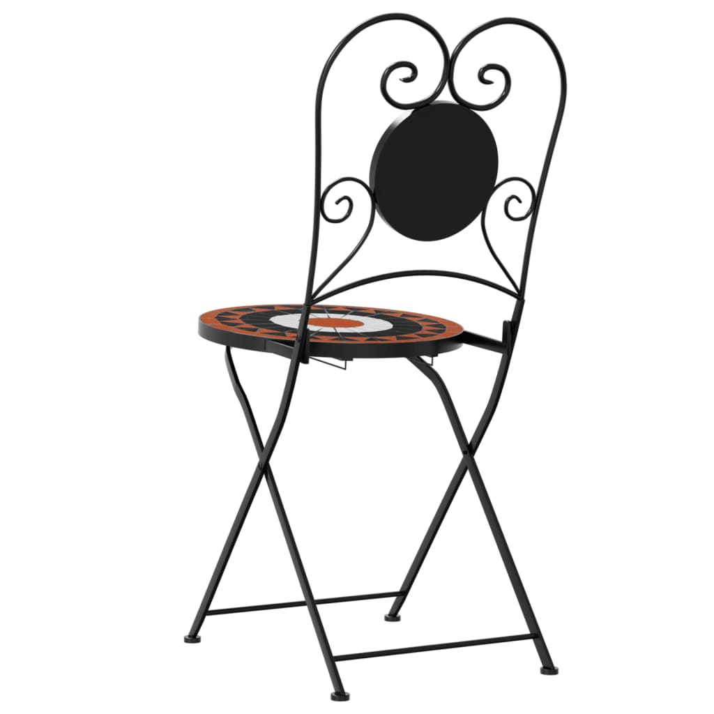 Klappstühle, 2 Stück, Terrakotta und Schwarz Keramik