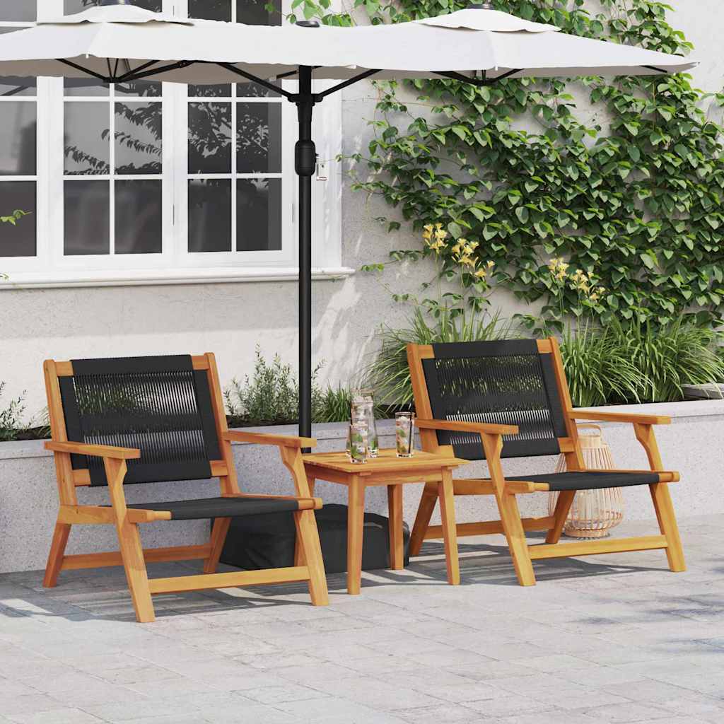 Garten-Entspannungsstuhl 2 pcs Schwarz Massivholz Akazie