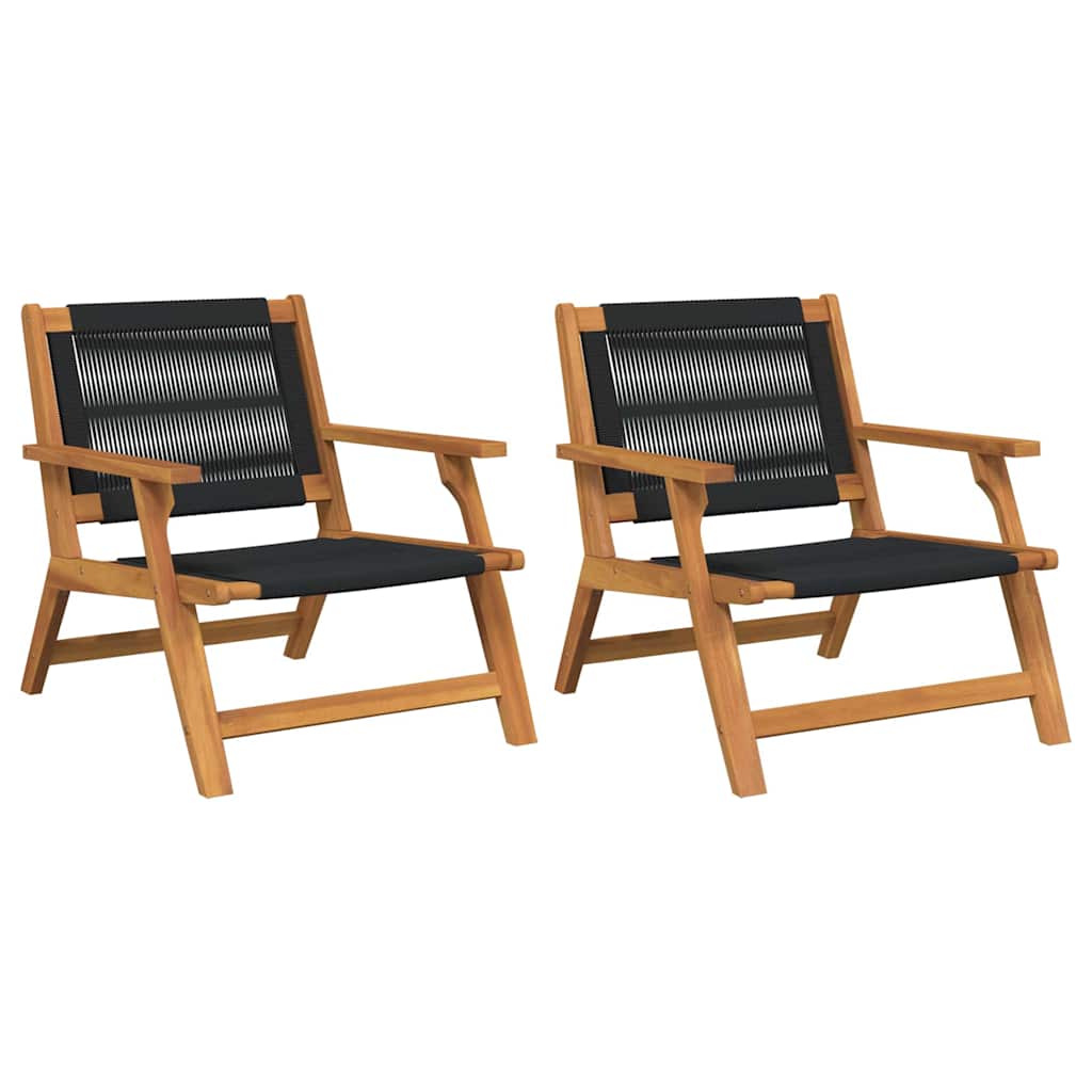 Garten-Entspannungsstuhl 2 pcs Schwarz Massivholz Akazie