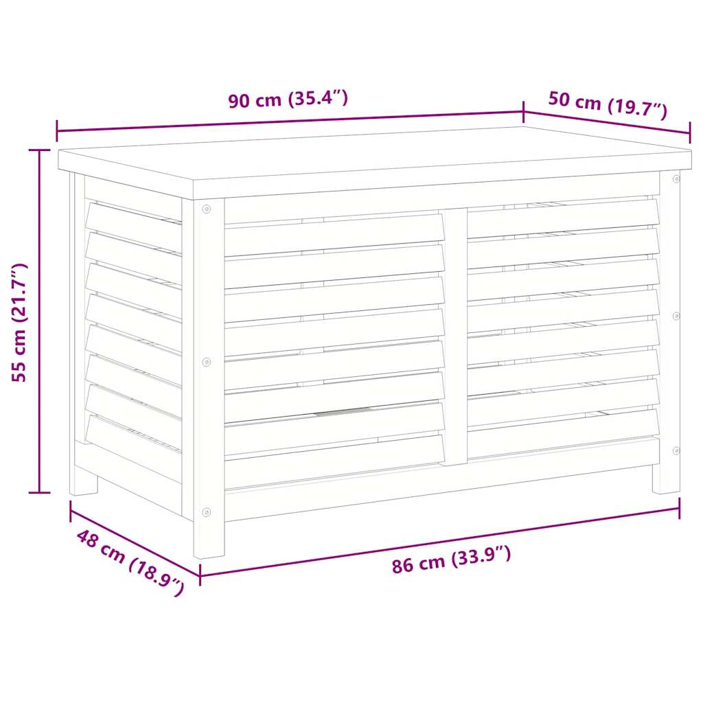 Gartenbox 90x48x55 cm Massivholz Eukalyptus