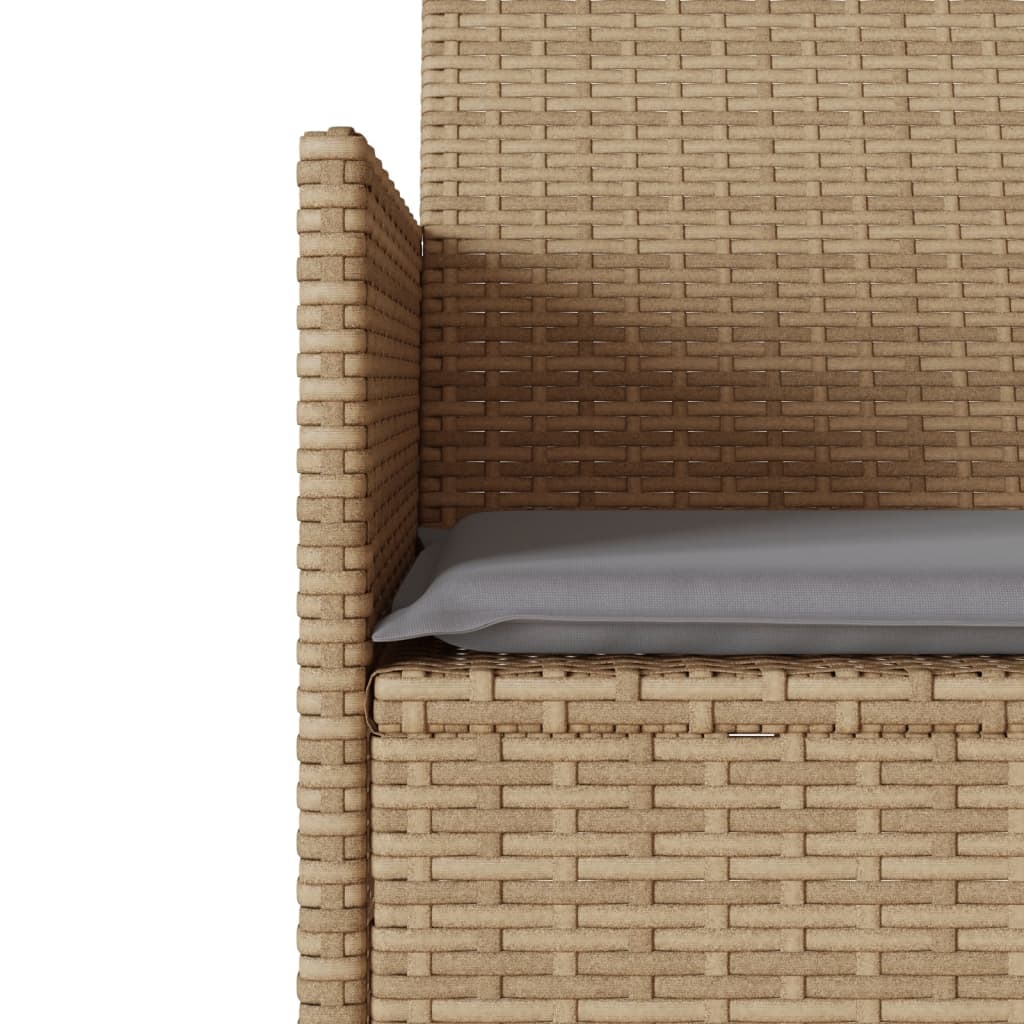 Gartensofa 2-Sitzer mit Tisch und Kissen Beige Poly Rattan