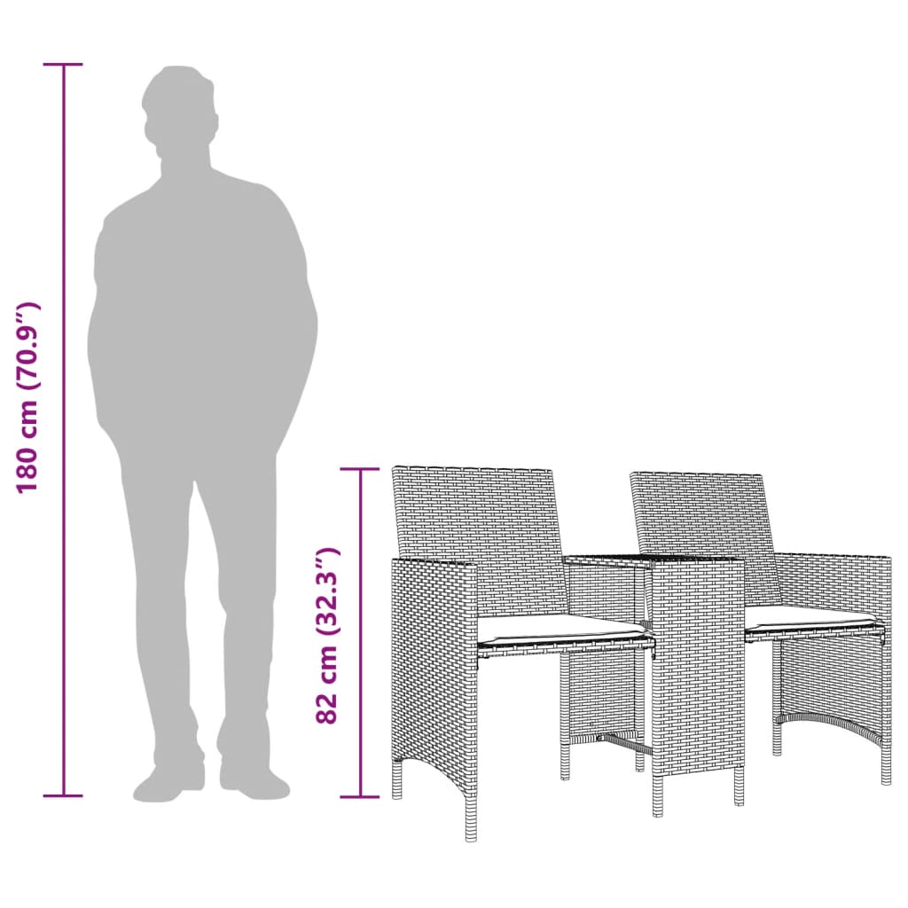 Gartensofa 2-Sitzer mit Tisch und Hockern Schwarz Poly Rattan