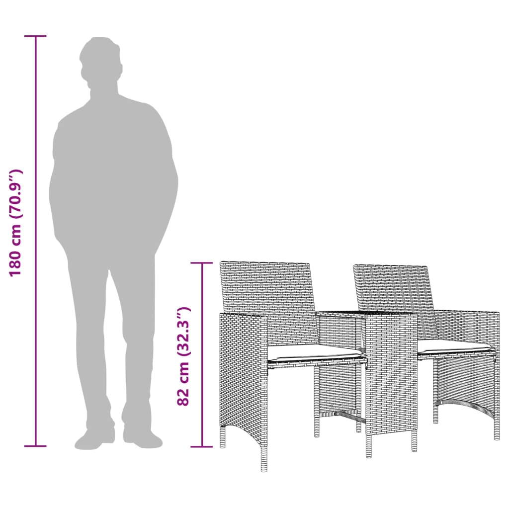 Gartensofa 2-Sitzer mit Tisch und Hockern Grau Poly Rattan