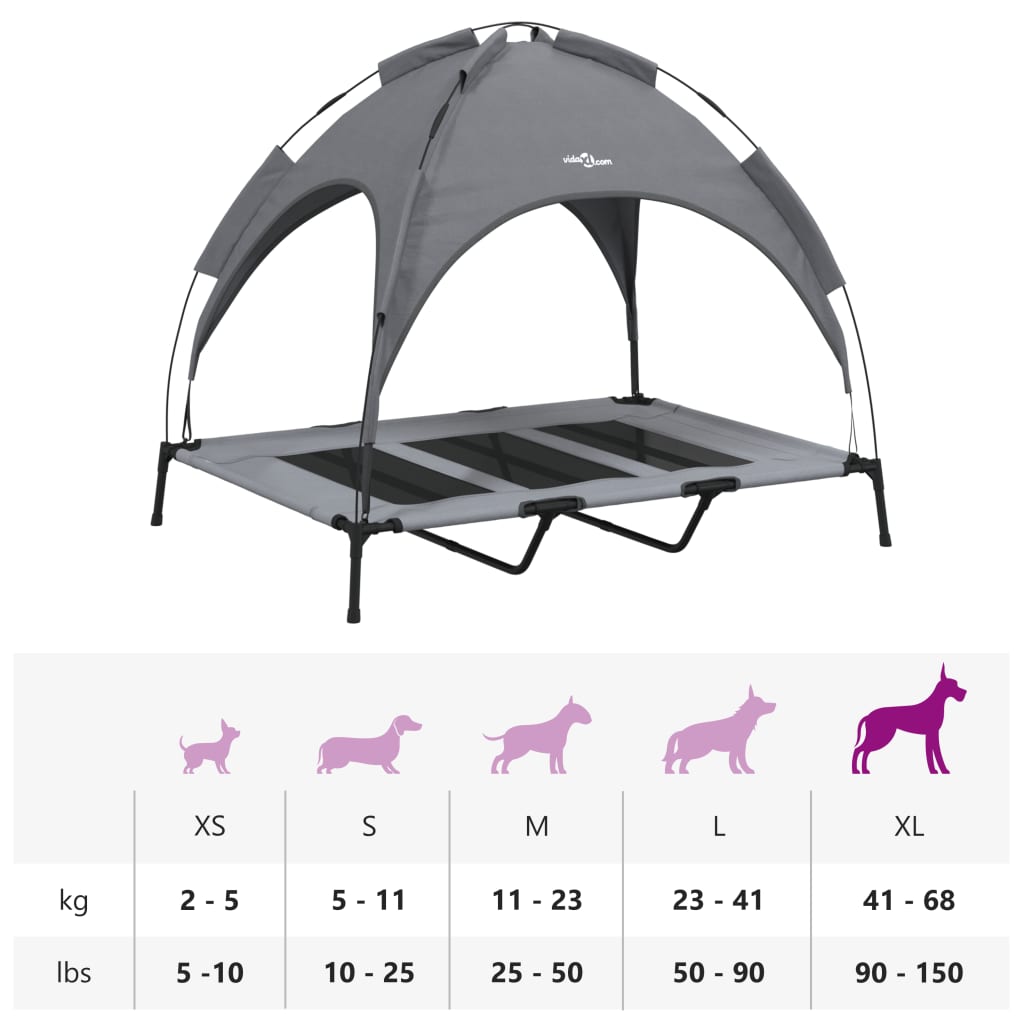 Dog bed with roof anthracite Oxford fabric and steel