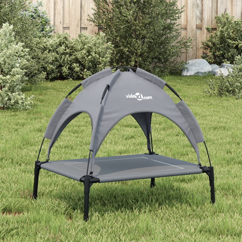 Dog bed with roof anthracite Oxford fabric and steel