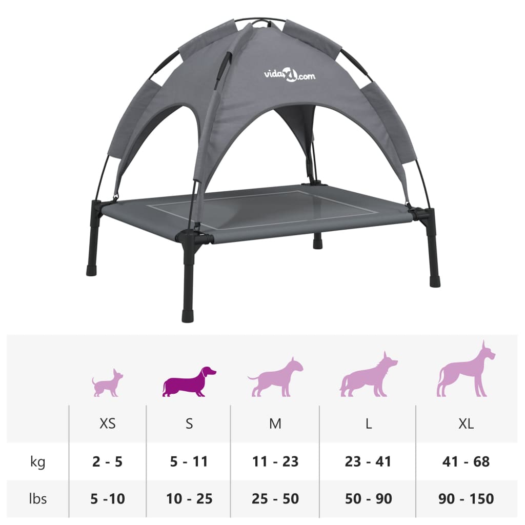 Dog bed with roof anthracite Oxford fabric and steel