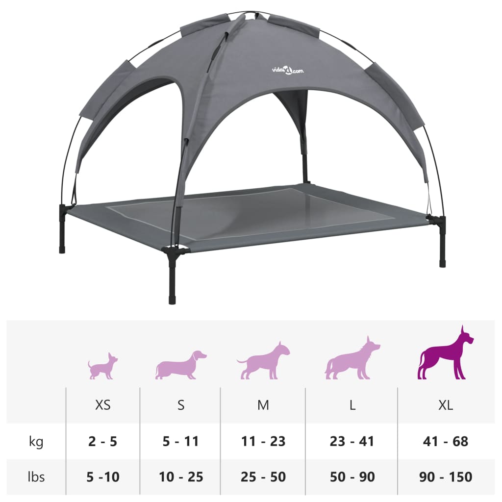 Dog bed with roof anthracite Oxford fabric and steel