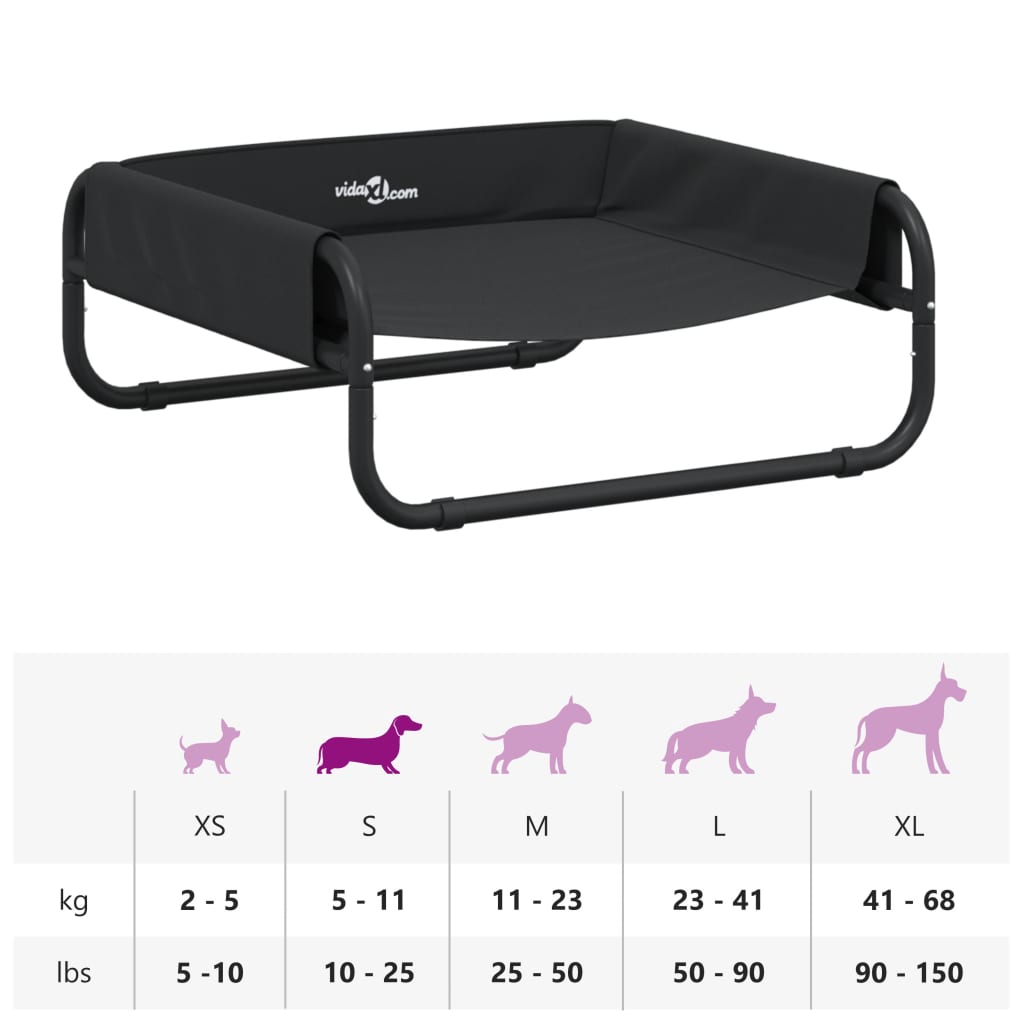 Raised Dog Bed Anthracite Oxford Fabric and Steel