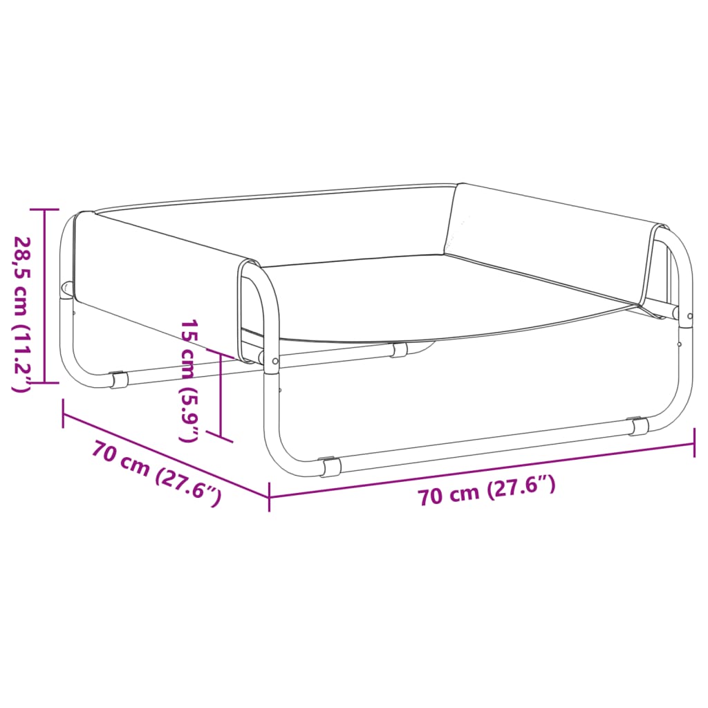 Raised Dog Bed Anthracite Oxford Fabric and Steel