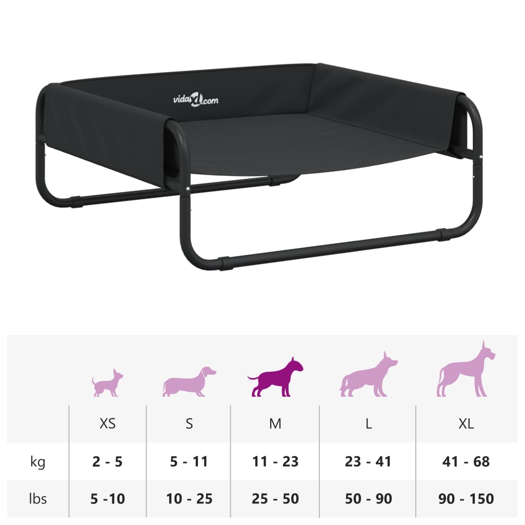 Raised Dog Bed Anthracite Oxford Fabric and Steel