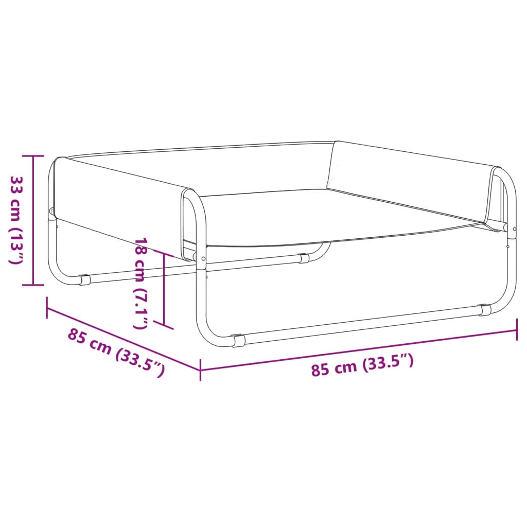 Raised Dog Bed Anthracite Oxford Fabric and Steel