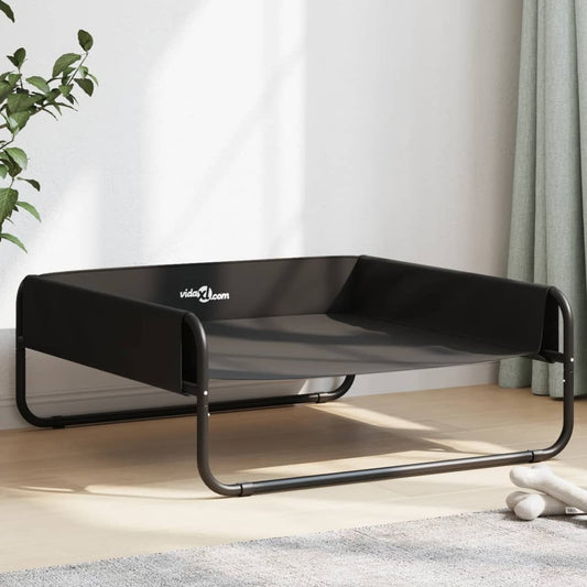 Panier surélevé pour chien en tissu Oxford anthracite et acier