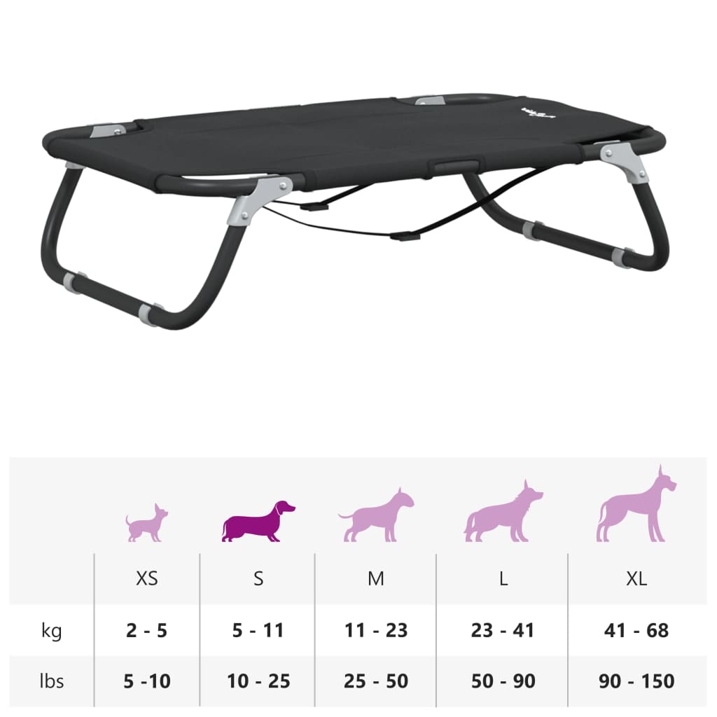 Dog bed foldable anthracite oxford fabric and steel