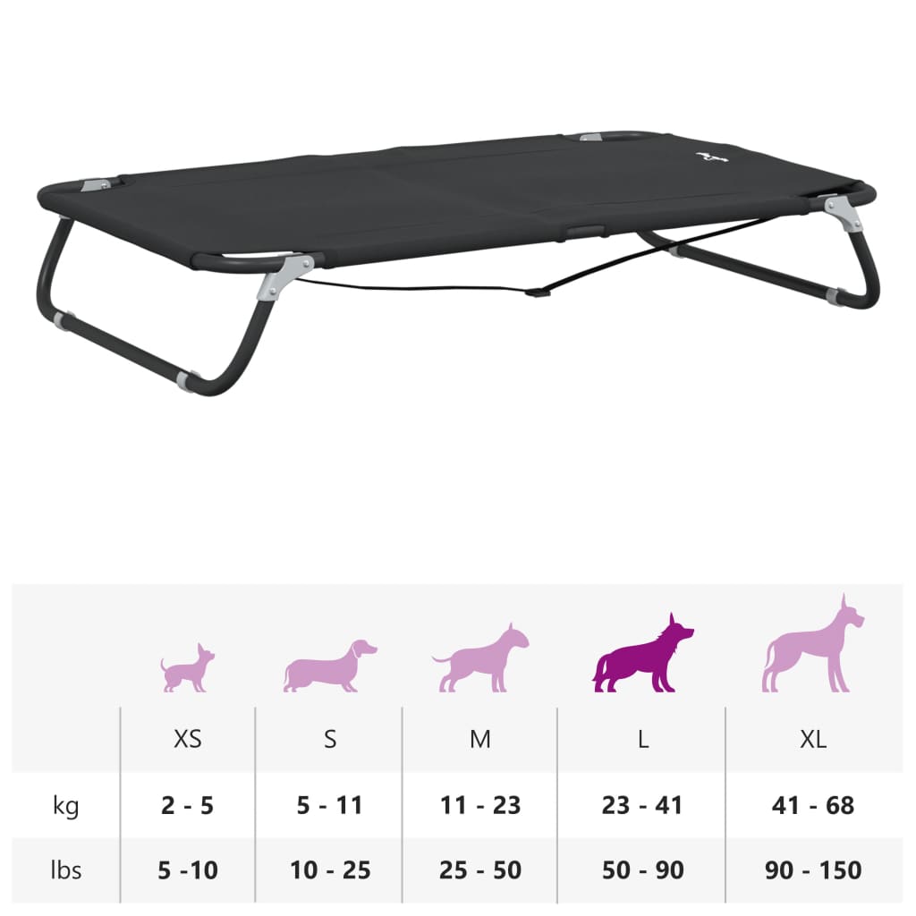 Dog bed foldable anthracite oxford fabric and steel
