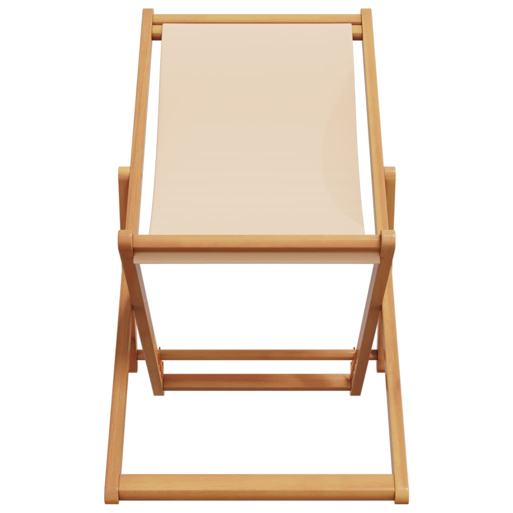 Klappstuhl Beige Massivholz Eukalyptus und Stoff