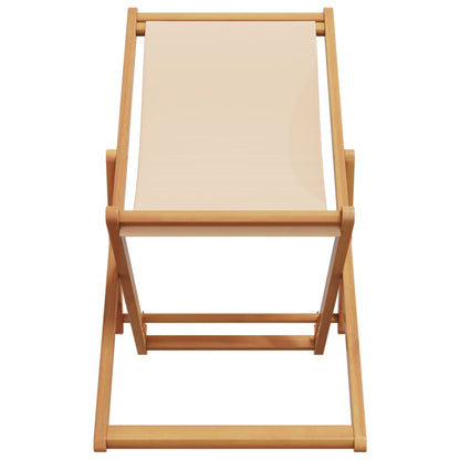 Klappstuhl Beige Massivholz Eukalyptus und Stoff
