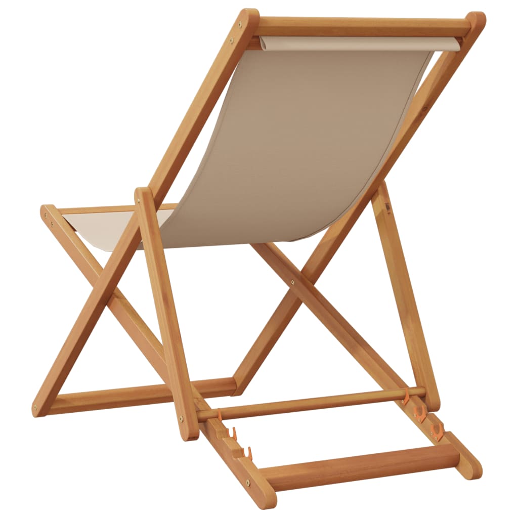 Klappstuhl Beige Massivholz Eukalyptus und Stoff