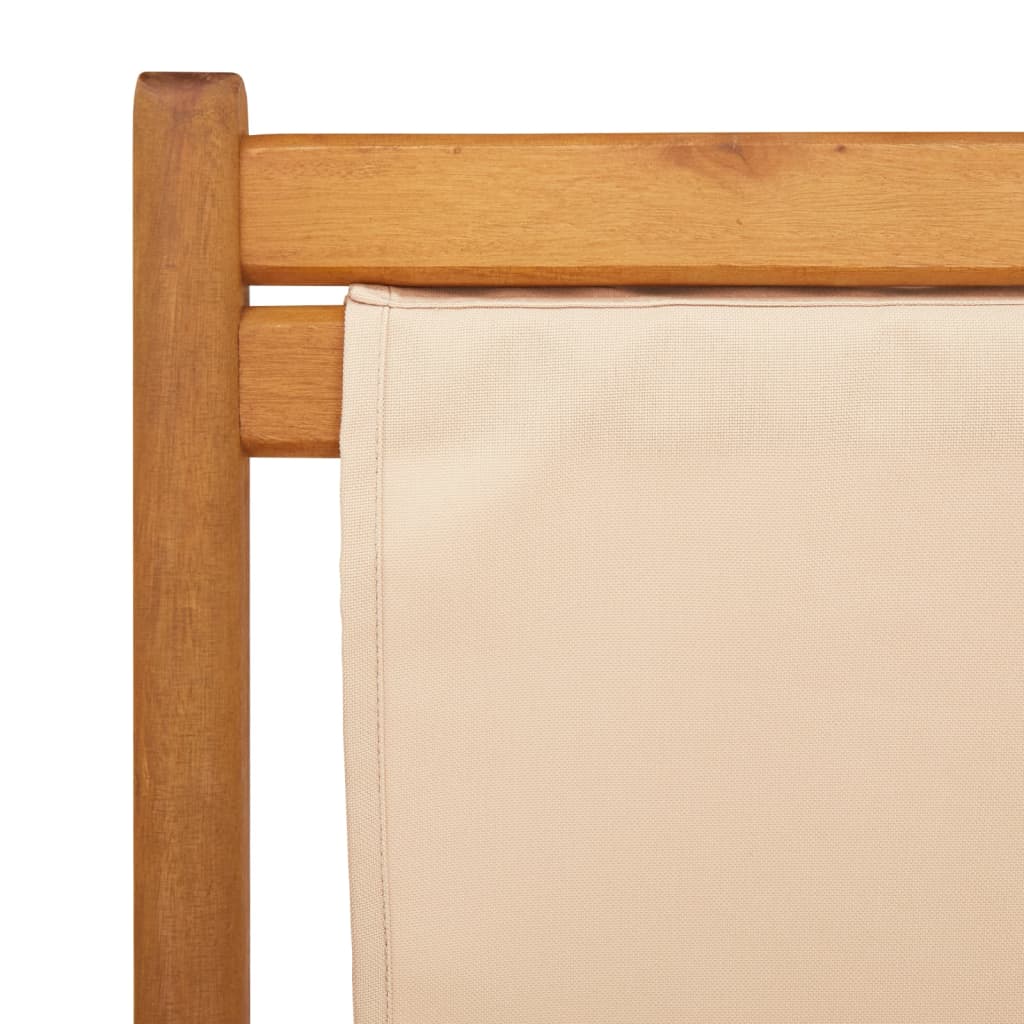 Klappstuhl Beige Massivholz Eukalyptus und Stoff