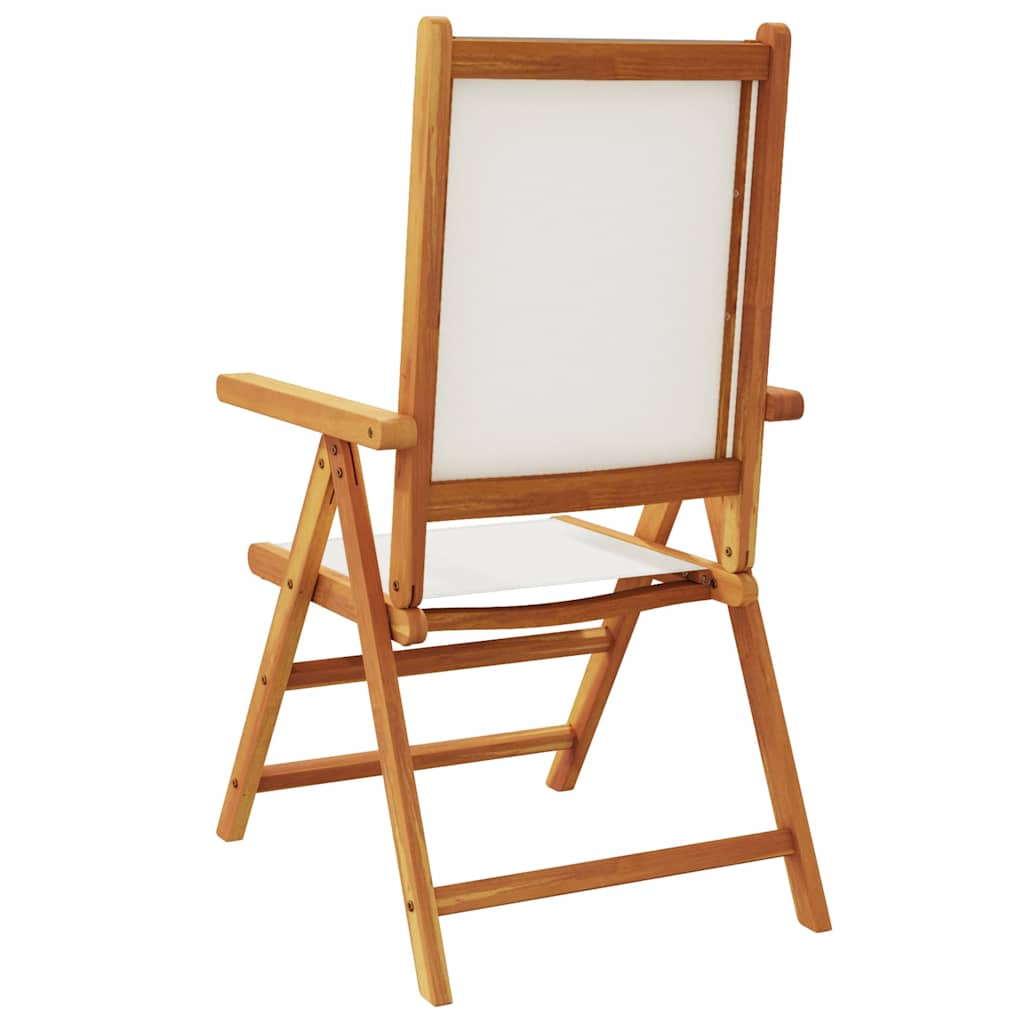 Klappstühle, 2 Stück, cremeweiß, massives Akazienholz und Stoffbezug