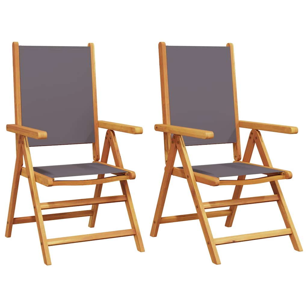 Klappstühle 2 Stk. Anthrazit Massivholz Akazie und Stoff