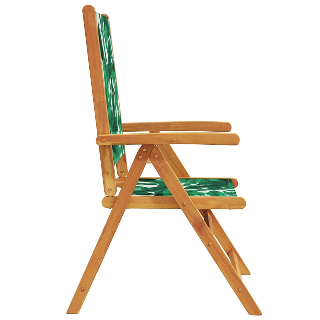 Klappstühle, 2 Stück, Blattmuster, Massivholz Akazie und Stoff