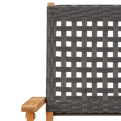 Klappstühle, 2 Stück, schwarz, Massivholz Akazie und Polyrattan