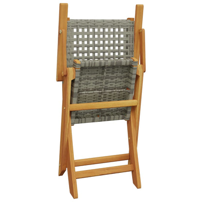 Klappstühle, 2 Stück, grau, Massivholz Akazie und Polyrattan