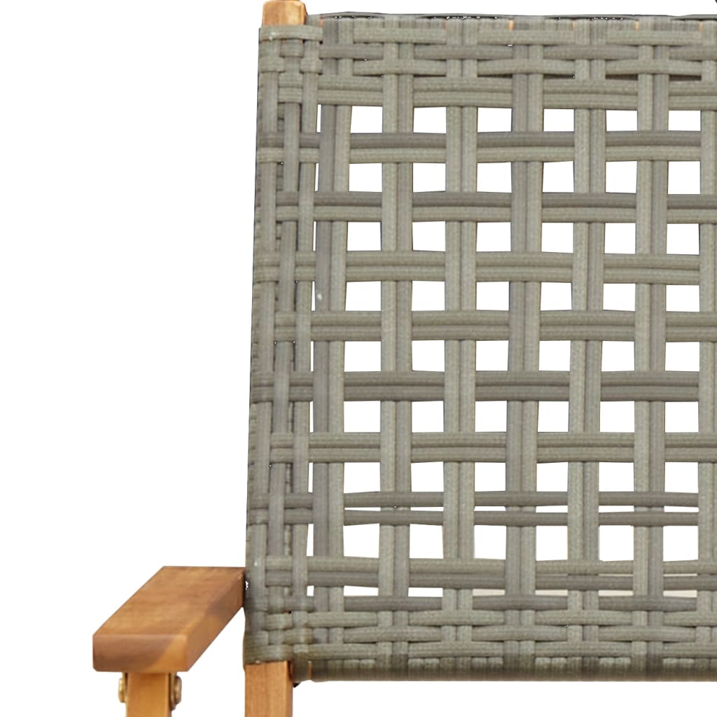 Klappstühle, 2 Stück, grau, Massivholz Akazie und Polyrattan
