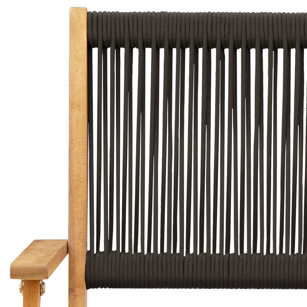 Klappstühle, 2 Stück, schwarz, Massivholz Akazie und Polypropylen