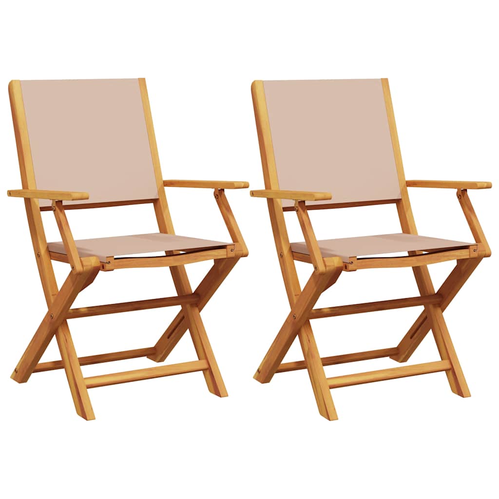 Klappstühle 2 Stk. Taupe Massivholz Akazie und Stoff