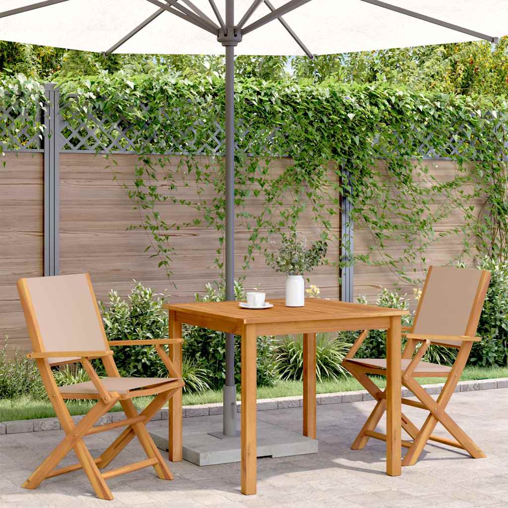 Klappstühle 2 Stk. Taupe Massivholz Akazie und Stoff