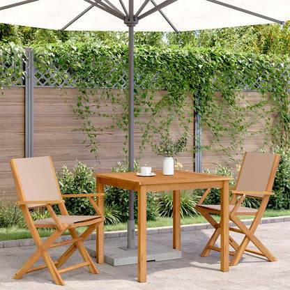 Klappstühle 2 Stk. Taupe Massivholz Akazie und Stoff