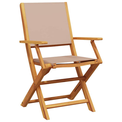 Klappstühle 2 Stk. Taupe Massivholz Akazie und Stoff