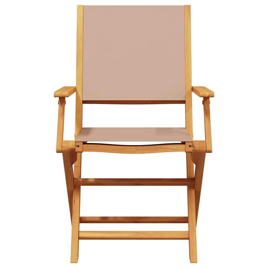 Klappstühle 2 Stk. Taupe Massivholz Akazie und Stoff