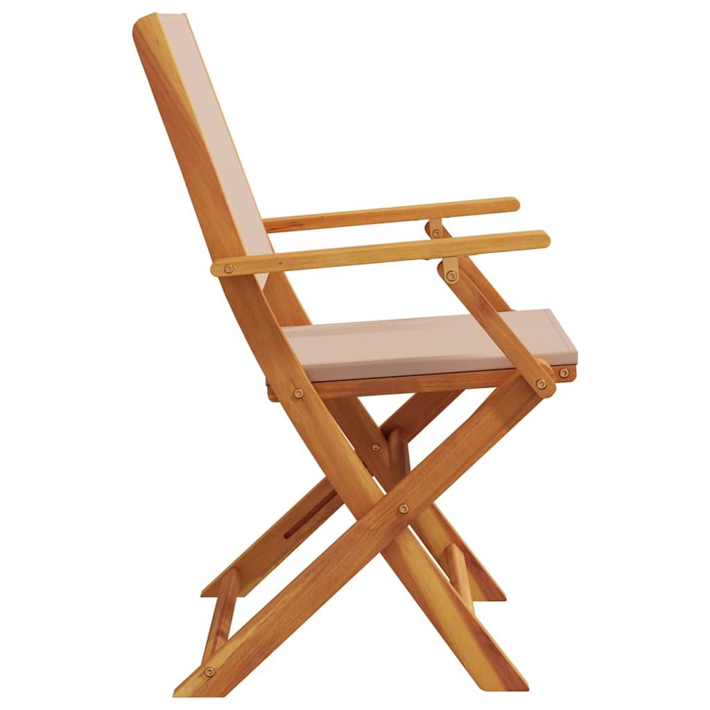 Klappstühle 2 Stk. Taupe Massivholz Akazie und Stoff