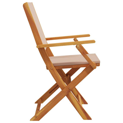 Klappstühle 2 Stk. Taupe Massivholz Akazie und Stoff