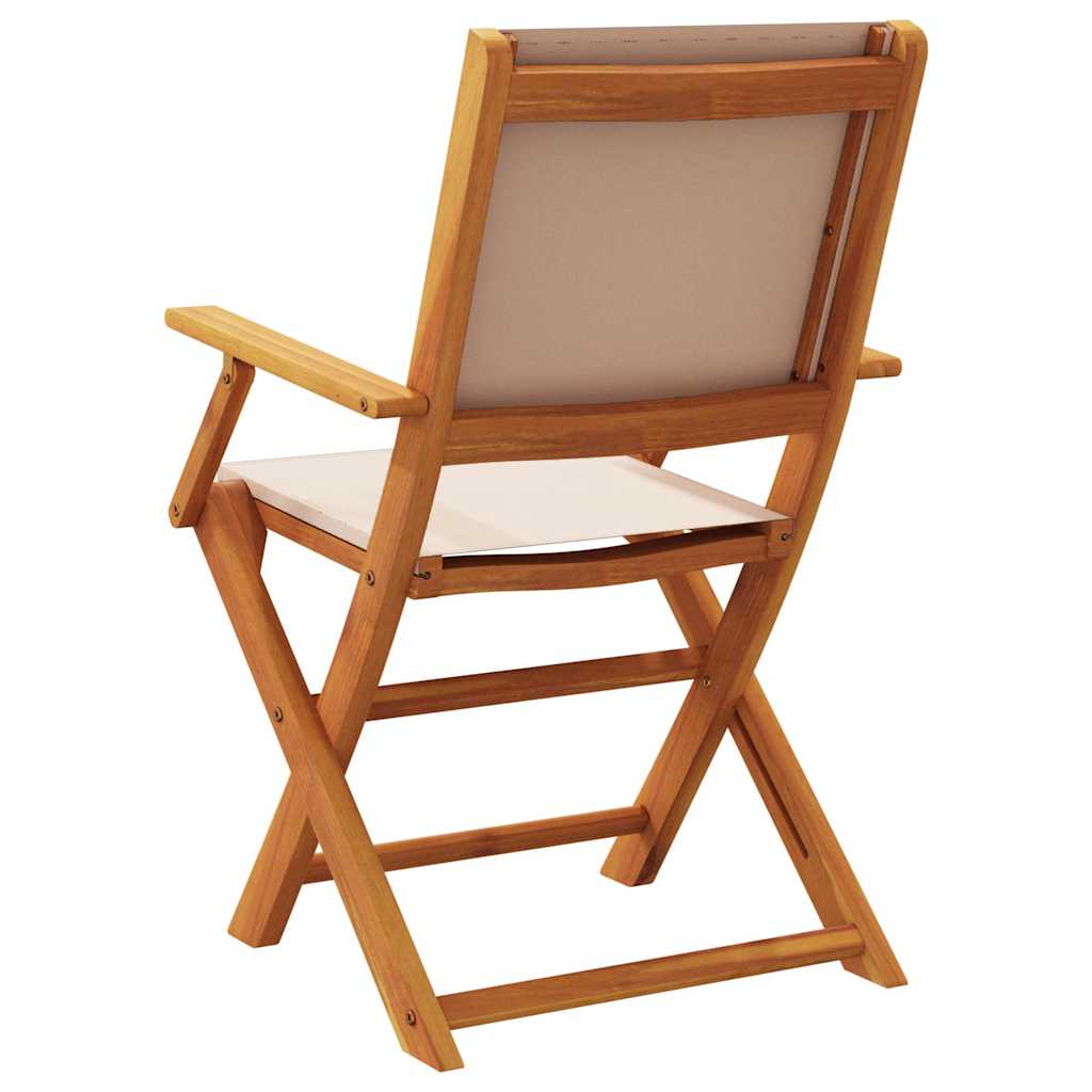 Klappstühle 2 Stk. Taupe Massivholz Akazie und Stoff