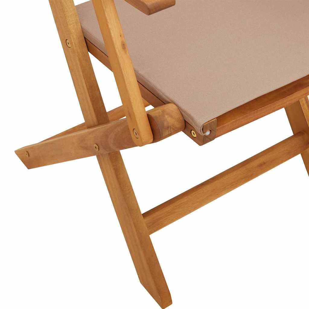 Klappstühle 2 Stk. Taupe Massivholz Akazie und Stoff