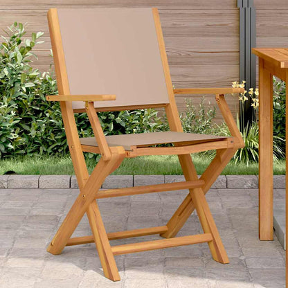 Klappstühle 2 Stk. Taupe Massivholz Akazie und Stoff